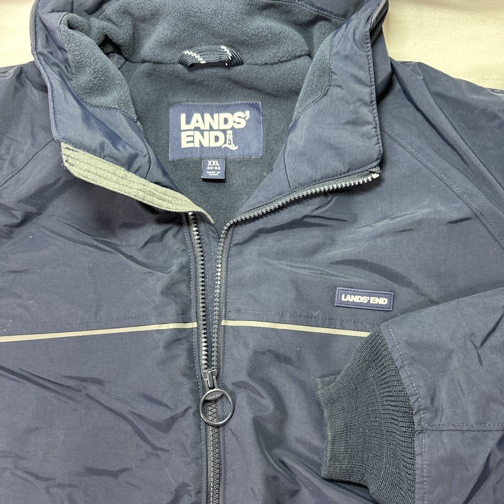Land's End Classic Squall Jacket Men's XXL‎ 50-52 Fleece Lined Zip Navy